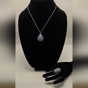 Sterling Silver 925 Pendant Necklace And Ring Set